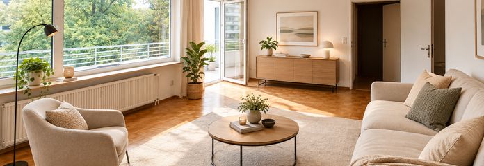 Appartement lumineux de 4,5 pièces avec grande loggia, 3e étage, accessible aux personnes à mobilité réduite – Wohnzimmer (KI Idee)