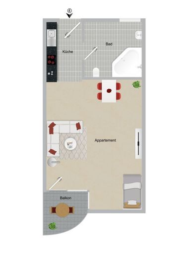 RENDITESTARK! Neubau-MFH mit 6 Wohneinheiten, 6 Stellplätzen &amp; Aufzug in Top-Lage von Kerpen – Grundriss 1.OG - Whg. 4