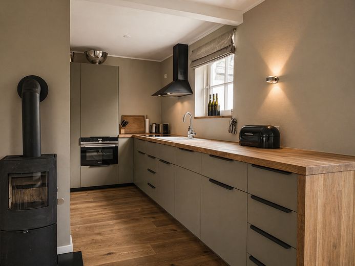 NEUER PREIS: Reetdachhaus mit 3 FeWos in SPO–sofort nutzbares Invest, bis zu 90.000 € Einnahme – offene Küche Appartment L