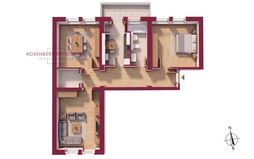 *bezugsfrei* Denkmalgeschützte 3-Zimmer-Wohnung mit Balkon an der Karl-Marx-Allee – Grundriss Berlin KMA