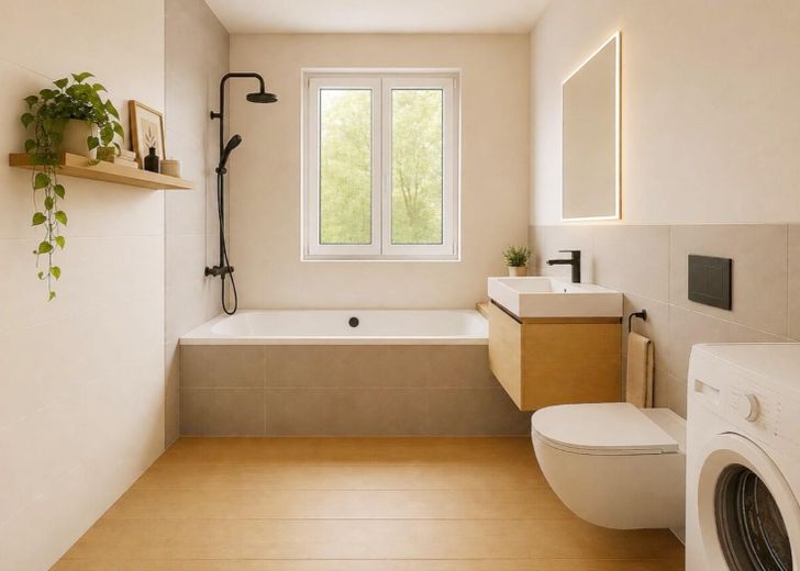 Moderno appartamento di 2 locali a Dresda-Weißig – arredato possibile | 57 m² | Balcone | Ristrutturazione – Bad nach Sanierung (Beispiel)