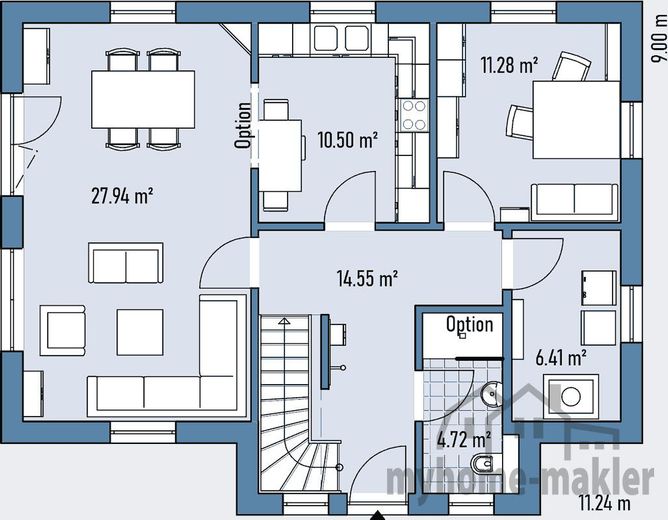 Röttenlbach: Neubau-Fertighaus mit Keller u. Grundstück - energiefreundlich &amp; familiengerecht – S77-112-G_GRUNDRISS_EG