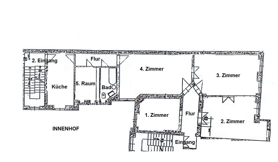Wunderschöne große 5 Zimmer Altbauwohnung in zentraler Lage – Grundriss