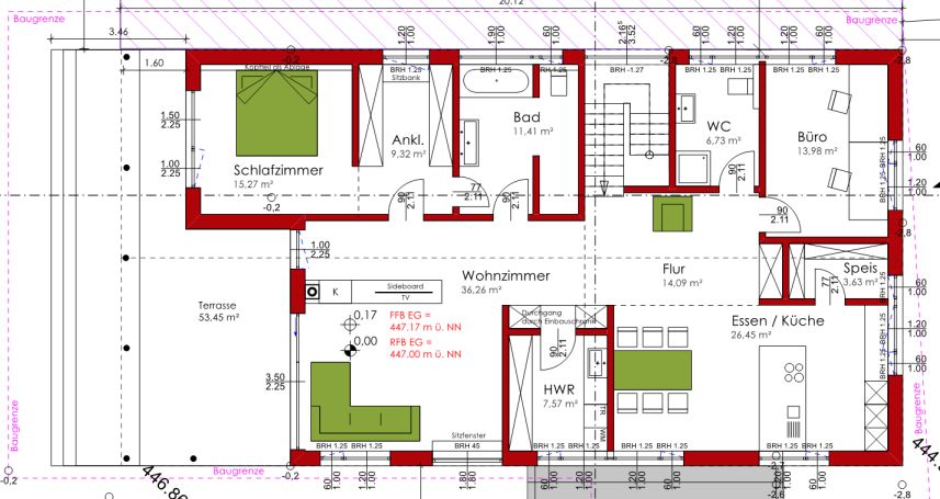 Obergeschoß mit Terrasse 60m²