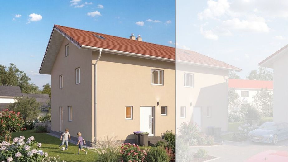 Familientraum in Obing: Exklusive Neubau-DHH mit 179 m² Wohn-/ Nutzfläche – Straßenansicht