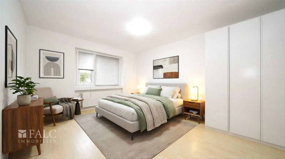 Neubau-Feeling: 3-Zimmer-Erdgeschosswohnung in perfekter Lage *KERNSANIERT* - FALC Immobilien – Schlafzimmer (Möb. Vis.)