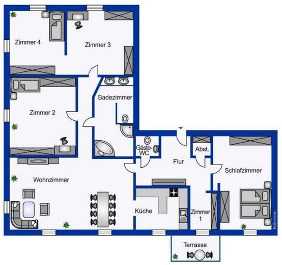 Wohnen wie im Haus auf einer Etage – Grundriss