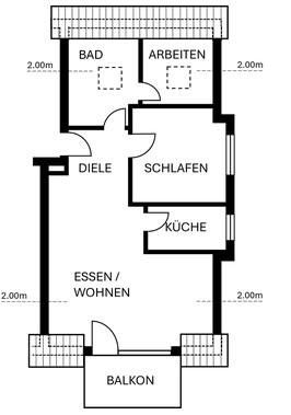 (Reserviert) Frisch renovierte 2,5-Zi.-DG-Wohnung mit Balkon & 2 Stellplätzen – provisionsfrei – Grundriss