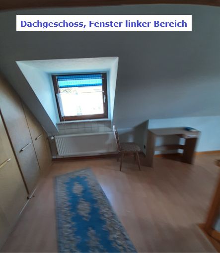 Duisburg Neumühl, niedaleko OB, 105 m² powierzchni mieszkalnej, uzbrojona działka budowlano-ogrodowa 801 m², klimatyzacja na piętrze – Dachgeschoss, Fenster links