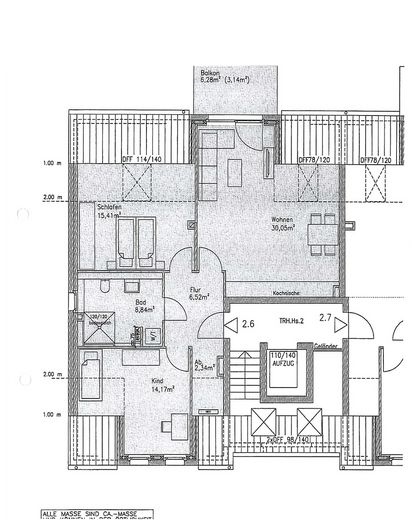 D'dorf çok yakın: 1.295 Euro soğuk kira, balkonlu yeni yapı çatı katı dairesi – Grundriss