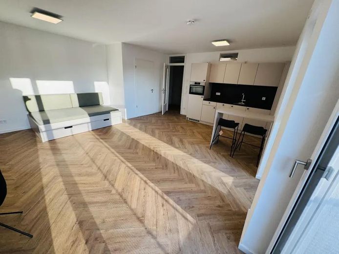 Neubau! 1-Zimmer möbliert mit EBK + Balkon + Abstellkammer + Waschmaschinenanschluss in Adlershof! – Wohnbereich