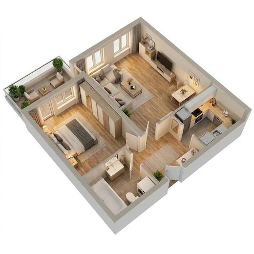 Provisionsfrei - Gepflegte 2-Zimmerwohnung mit Balkon Fürth - Privatverkauf – Grundriss Möblierungsvorschlag