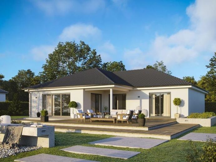 Winkelbungalow CU772 massiv schlüsselfertig Festpreisgarantie PV – Foto 1
