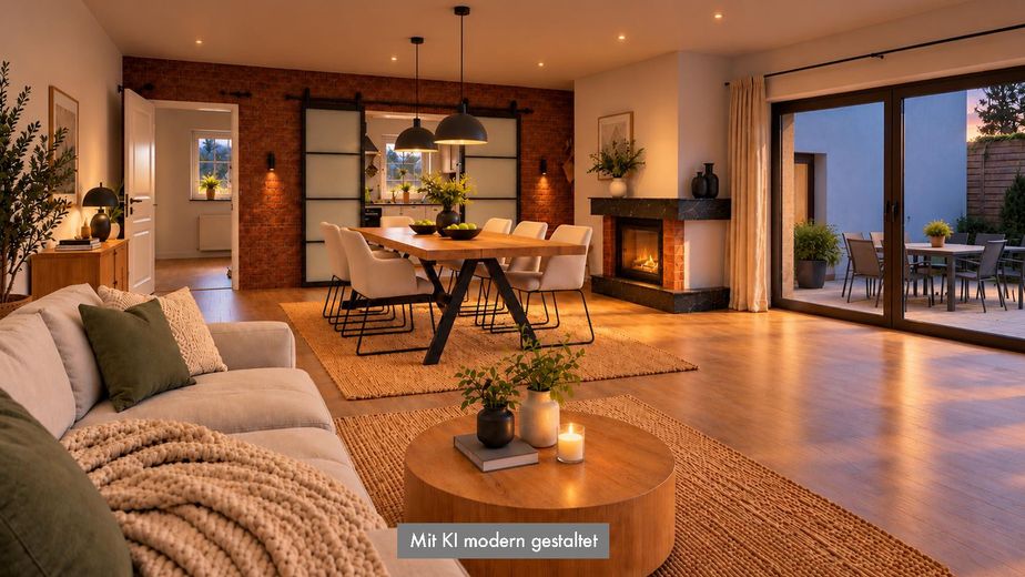 Architekten-Bungalow mit großem Grundstück und Baupotenzial – Wohnraum modern gestaltet 