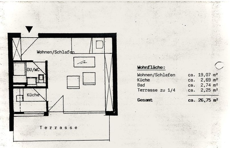 Bright 1-room apartment with terrace at Ulmer Safranberg commission-free – Grundriss