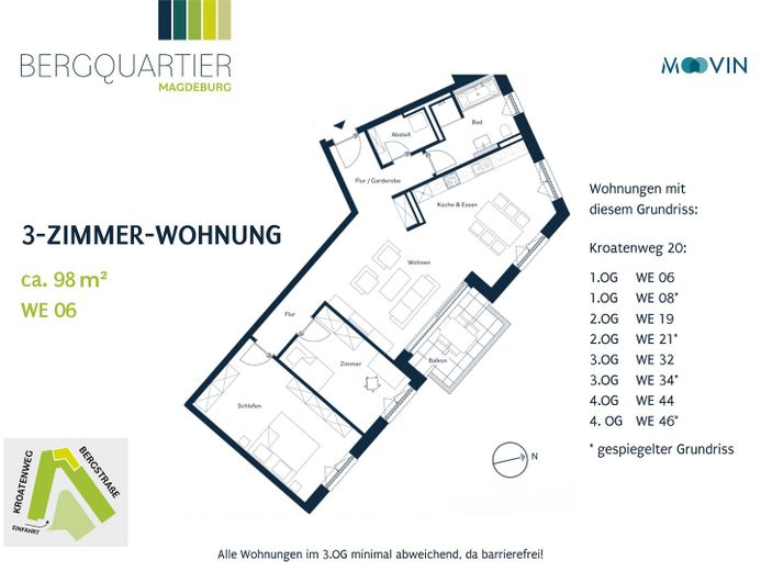 OFERTA DESTACADA: ¡Piso de ensueño de 3 habitaciones con BALCÓN y moderna COCINA AMUEBLADA en el BERGQUARTIER de Magdeburgo! – Grundriss