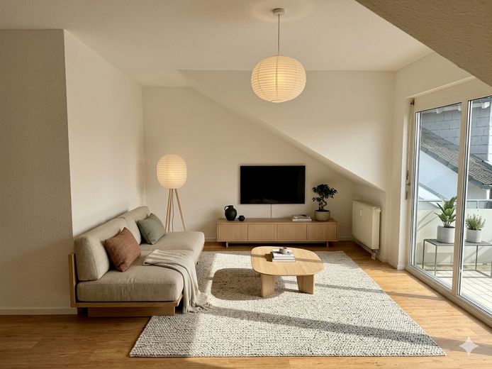 (Reserviert) Frisch renovierte 2,5-Zi.-DG-Wohnung mit Balkon & 2 Stellplätzen – provisionsfrei – Wohnzimmer 3 Visualisierung