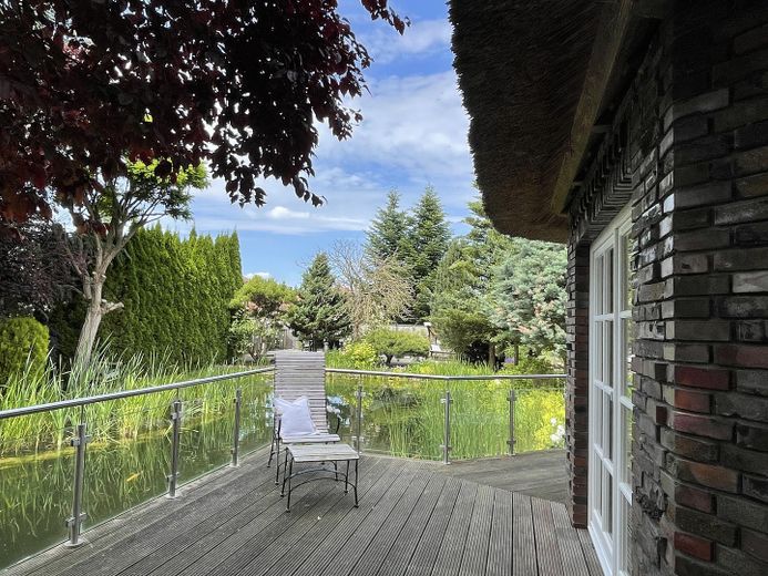 Bau- (Park-) Grundstück mit Tiny House, Carport, Terrassen – Blick von der Terrasse