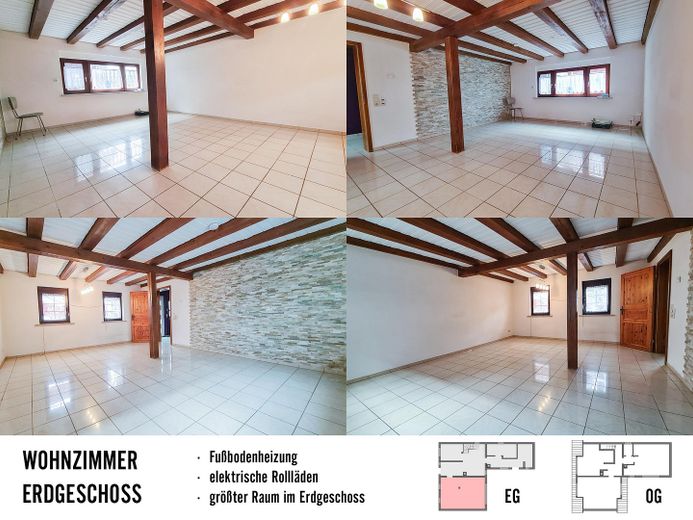 Haus mit großer Scheune: Wohnen, Werkstatt & Hobby unter einem Dach – Wohnzimmer