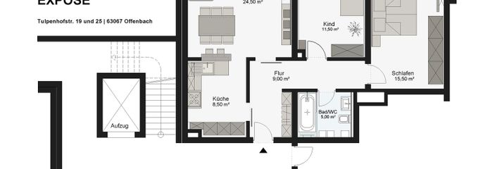3 ODA DAİRESİ OFFENBACH WESTEND'DE MUTLAK EN İYİ KONUMDA