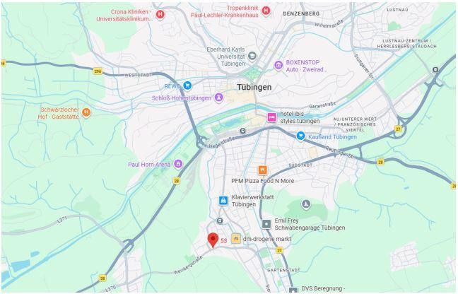 Tu cherches encore ? Nous avons ce qu’il te faut ! Colocation de 4 pièces avec balcon à Tübingen-Derendingen – Lage