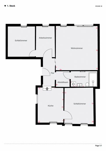 Erstbezug nach Sanierung: 4-Zimmer-Altbau, 93 m², 1. OG – direkt am Markt Weida – Grundriss Wohnung
