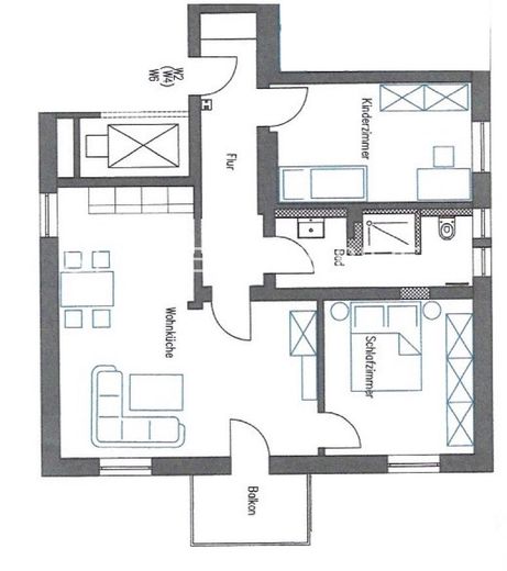 Schöne gepflegte City-Wohnung mit Süd-Balkon – Grundriss FV10 WE 2:4:6