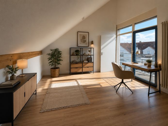 Zentral gelegene 4-Zimmer Maisonettewohnung mit 70m² Dachterrasse und Tiefgaragenstellplatz – Dachgeschoss gestaltet
