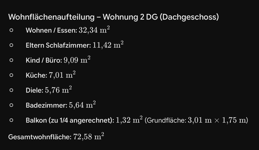 Lichtdurchflutete 3,5-Zimmer-Dachgeschosswohnung mit Balkon, Wärmepumpe und PV-Anlage – Wohnflächenberechnung