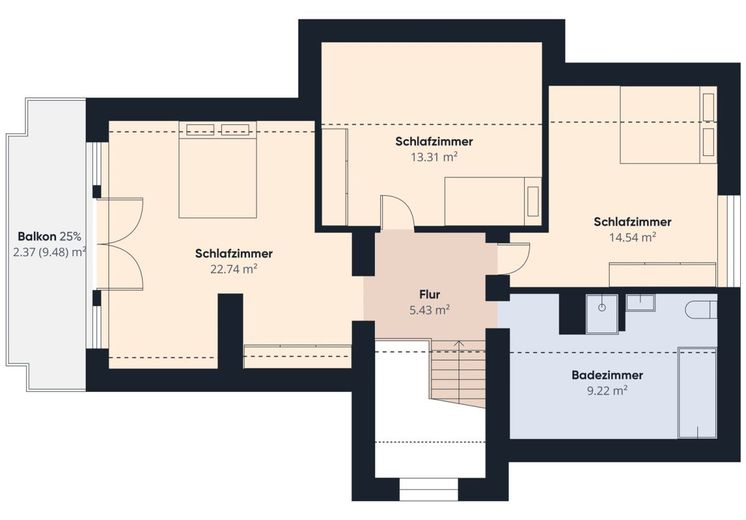 Einfamilienhaus mit Entwicklungspotenzial in ruhiger Wohnlage und bester Anbindung – Grundriss OG