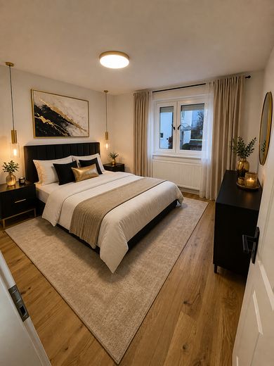 Frisch renovierte 3-Zimmer-Wohnung mit Südbalkon, Garage & Top-Potenzial – Schlafzimmer möbliert