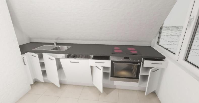 3-Zi-Maisonette, 106 m² 🏔️ Schwarzwaldblick, neue Küche, frisch renoviert, 2 TG – Küche wie bestellt_Herd