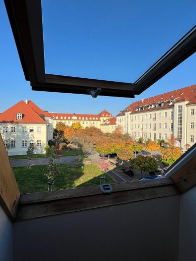 Helle 62 m² Galeriewohnung mit Einbauküche & Stellplatz in Weingarten – Ausblick in den Hof