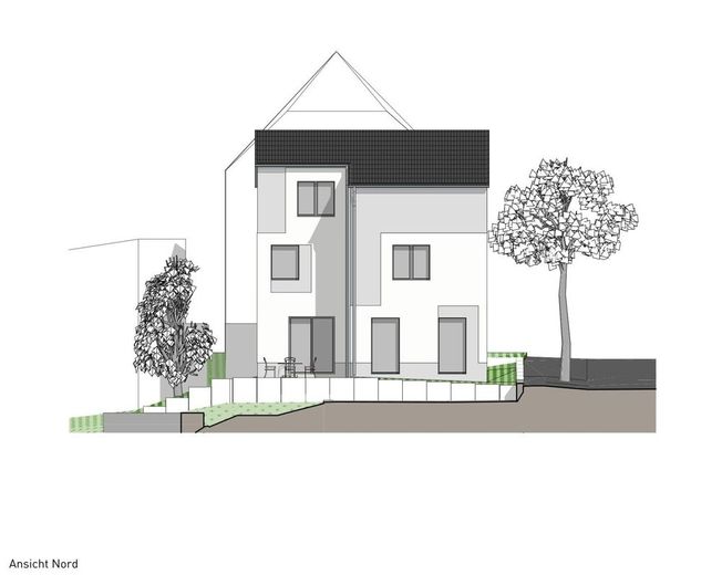 Grundstück mit Baugenehmigung für ein modernes Einfamilienhaus mit viel Wohnkomfort in Gevelsberg – Ansicht Nord