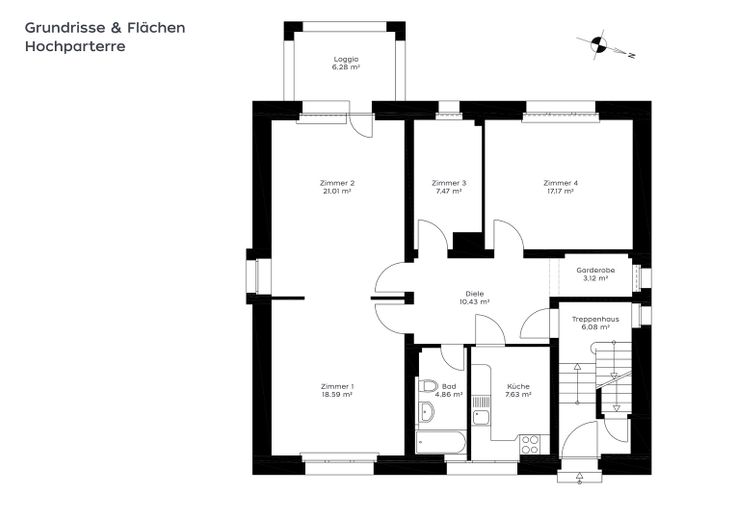 Wohnen + Kapitalanlage: Top gepflegtes, aufwendig saniertes 30er-Jahre-Haus in 1A-Lage Zehlendorf – Grundriss Hochparterre