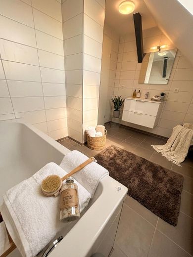 Frisch sanierte 2-Zimmer-Dachgeschosswohnung mit Klimaanlage | Garten optional – Badezimmer möbliert1