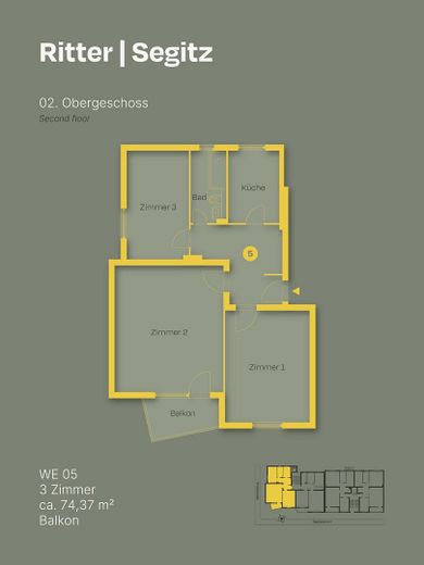Appartement de 3 pièces libre d’occupation avec balcon orienté sud-est – Grundriss WE 05