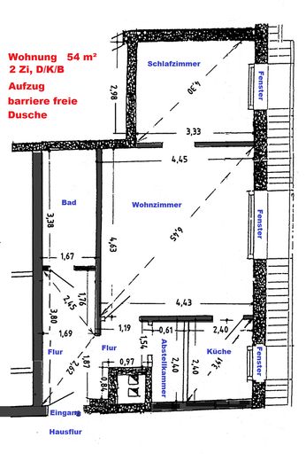 Grundriss 50 m² Wohnung 