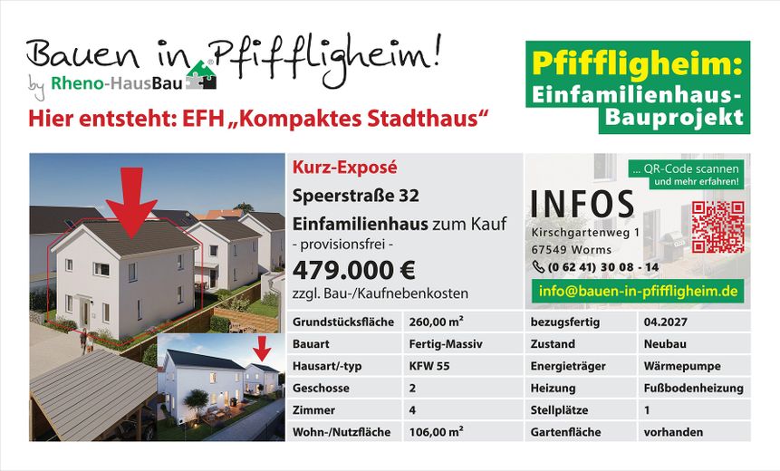 Kompaktes Stadthaus in kleinem Neubaugebiet mit eigenem Garten und Top-Anbindung in Worms-West – Kurzepose