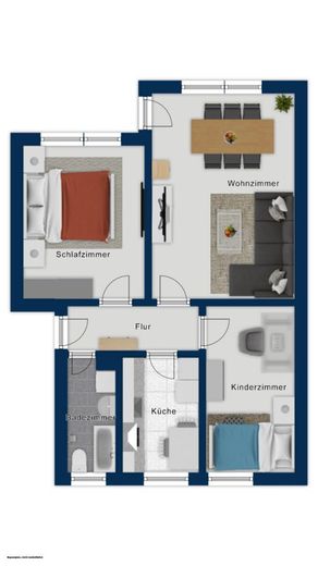 Charmante Erdgeschosswohnung mit 72 m² 
(3 Zimmer) im zentralen Zeven. – Grundriss EG