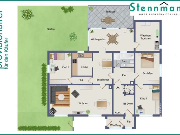5 ZIMMER-EIGENTUMSWOHNUNG MIT GARAGE, WINTERGARTEN & GARTENNUTZUNG AM ZENTRUM VON RADEVORMWALD,PROVISIONSFREI ! – Foto 1