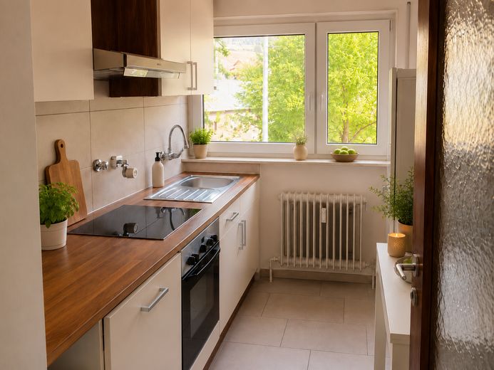 Gepflegte 3-Zimmerwohnung in Toplage von Heilbronn Ost – Küche - Home Staging KI