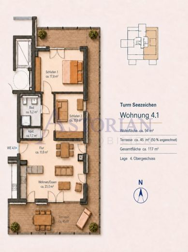 Exklusives Penthouse mit Ostsee- und Boddenblick - für Selbstnutzung 
oder Kapitalanlage – Grundriss