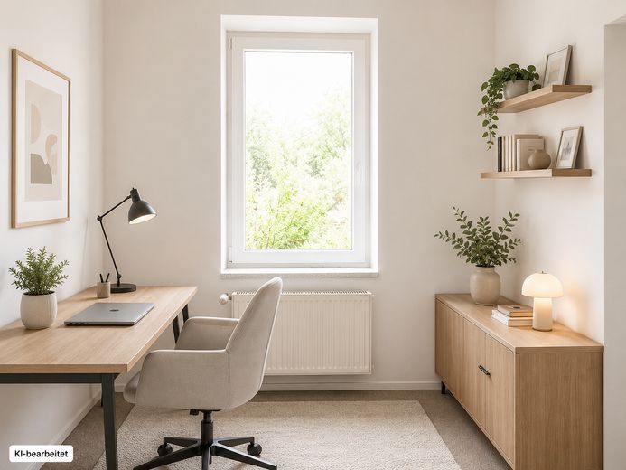 Klinker, Garten, Werkstattglück: Ein Zuhause für Nestbauer und Macher – Arbeitszimmer - KI Visualisier