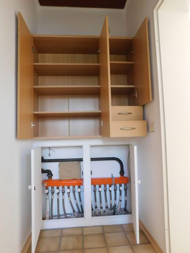 Heizverteiler u. Einbauschrank