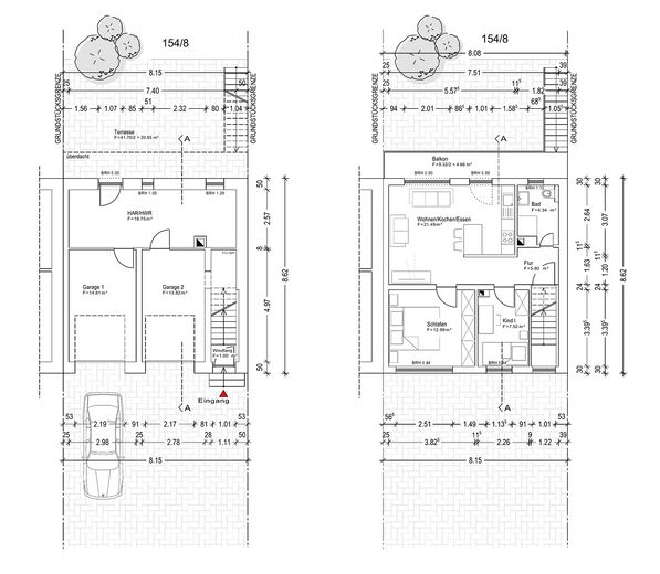 Haus statt Wohnung: 3-ZKB+Garten+Terrasse+Garagen – Grundrisse