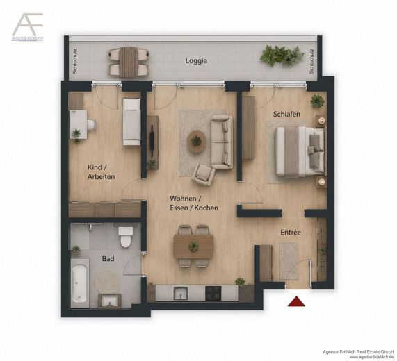 Diskrete Vermarktung: Stilvolle 3-Zi-Denkmal-Whg mit Loggia - Ideal für Kapitalanleger &amp; Eigennutzer – Grundriss (Illustration)