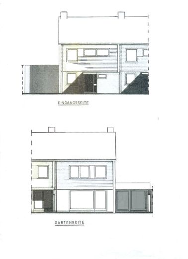 Maison dans la verdure – Nordansicht  +  Südansicht