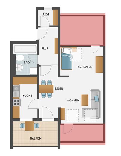 1,5-kamerappartement in penthousestijl met gezellig balkon – Grundriss Wohnung