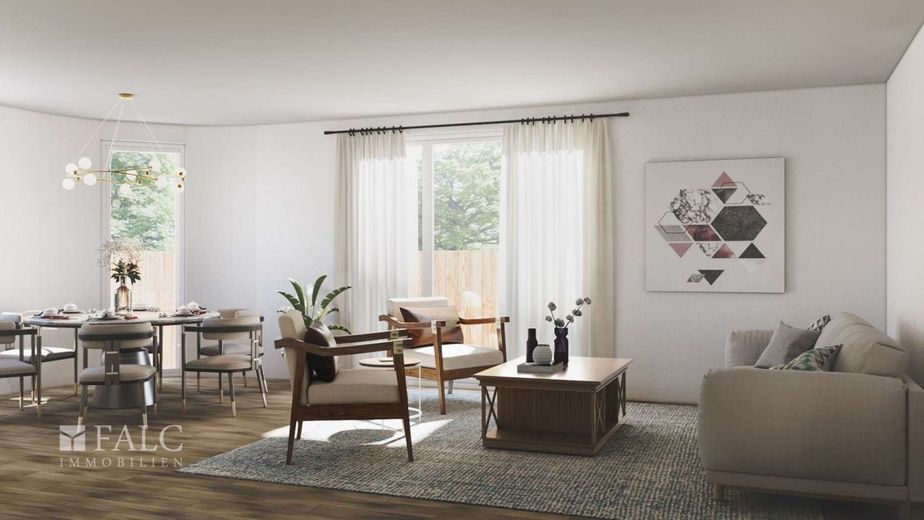 2 Zi.-Souterrain-Whg mit Gartenanteil / Grundriss variabel / mit Fahrstuhl – Beispiel Zimmer Wohnen